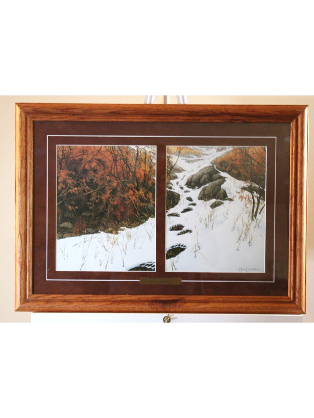 Vintage Bev Doolittle "Doubled Back" Print Custom Oak Frame/Mat 24x18" LNC